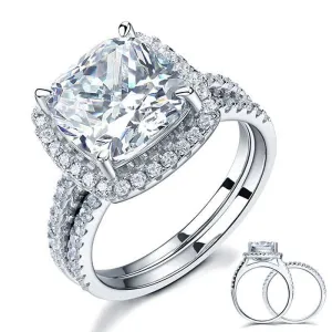 Created Diamond 2 Pcs Wedding Engagement Ring Set 5 Ct