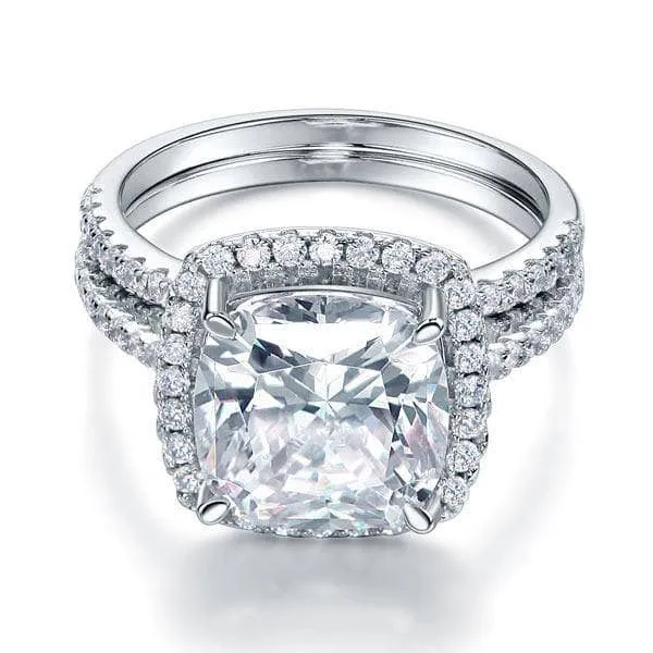 Created Diamond 2 Pcs Wedding Engagement Ring Set 5 Ct