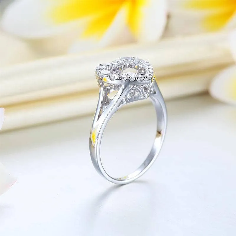 Created Diamond Heart Stone Engagement Ring