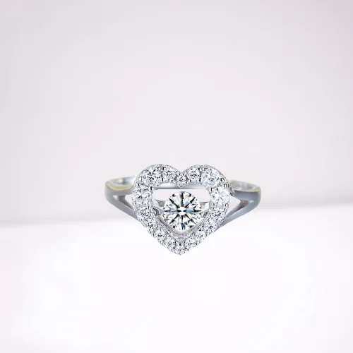 Created Diamond Heart Stone Engagement Ring