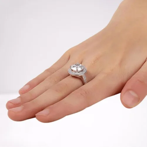 Created Diamond Luxury Engagement Ring Halo 3.5 Ct