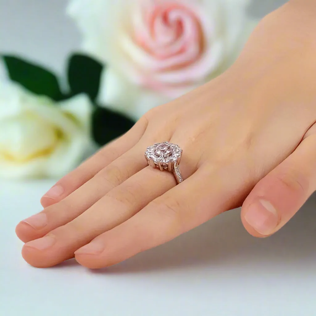 Created Diamond Snowflake Anniversary Ring 1 Ct Fancy Pink