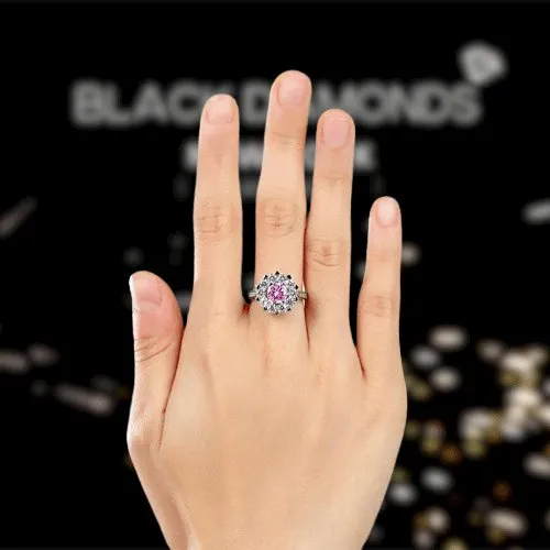 Created Diamond Snowflake Anniversary Ring 1 Ct Fancy Pink