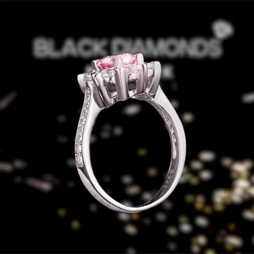 Created Diamond Snowflake Anniversary Ring 1 Ct Fancy Pink
