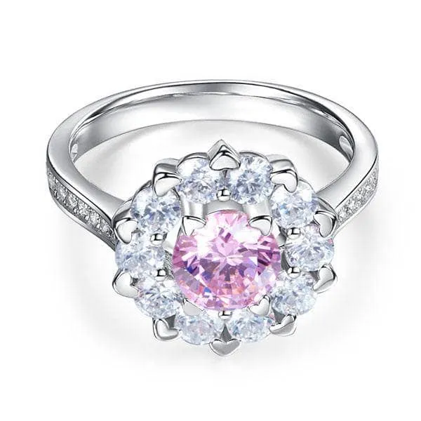 Created Diamond Snowflake Anniversary Ring 1 Ct Fancy Pink