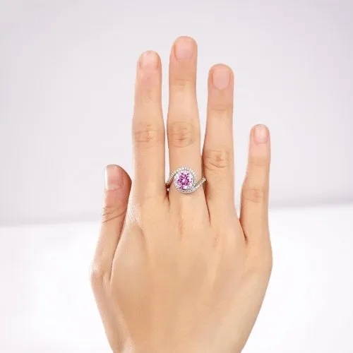 Created Diamond Twist Curl Engagement Ring 2 Ct Fancy Pink