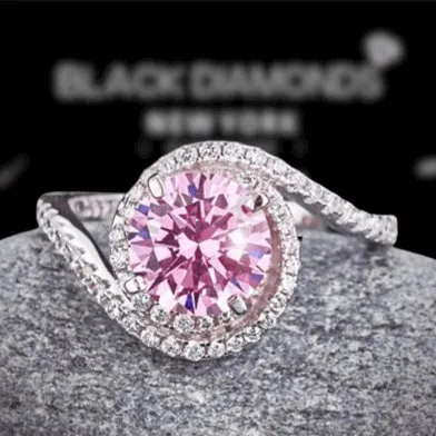 Created Diamond Twist Curl Engagement Ring 2 Ct Fancy Pink