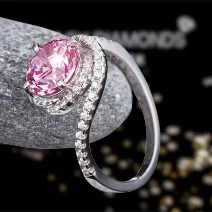 Created Diamond Twist Curl Engagement Ring 2 Ct Fancy Pink