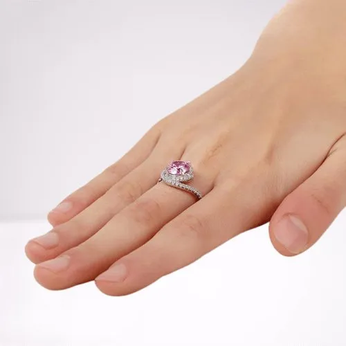 Created Diamond Twist Curl Engagement Ring 2 Ct Fancy Pink