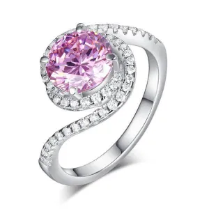 Created Diamond Twist Curl Engagement Ring 2 Ct Fancy Pink