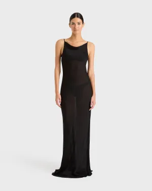 Cremona Bias Slip Dress - Black