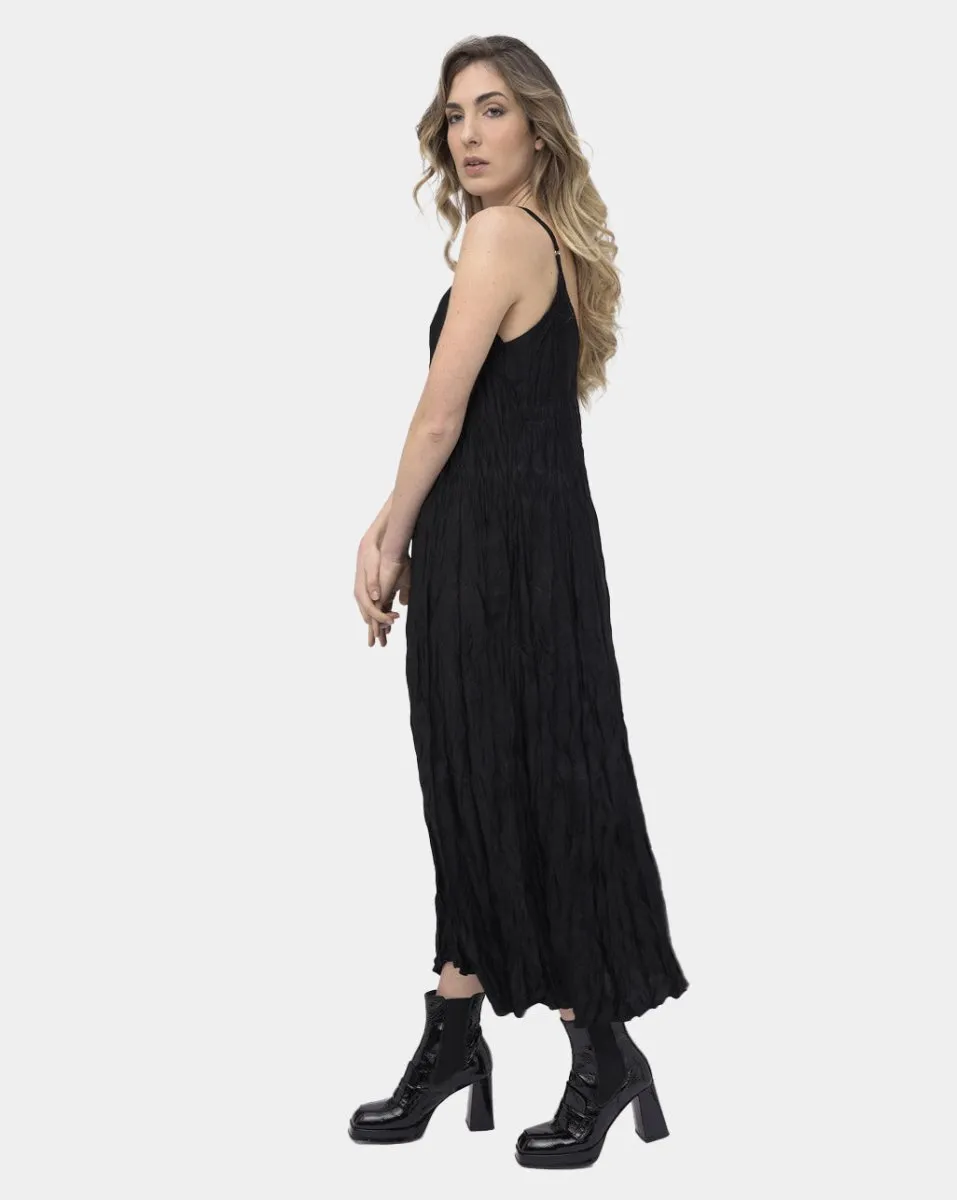 Crinkled Silky Maxi Slip Dress
