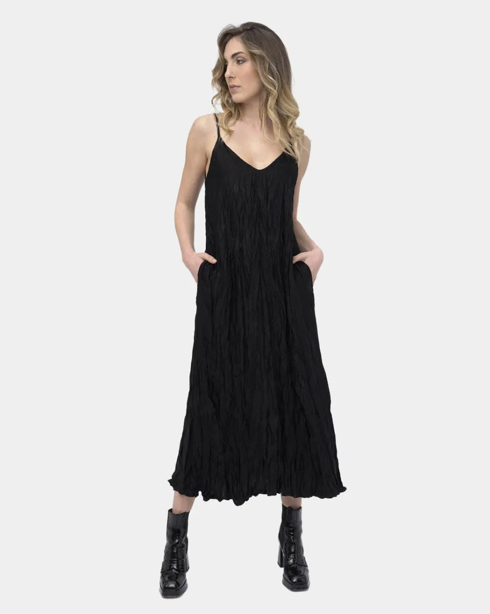 Crinkled Silky Maxi Slip Dress