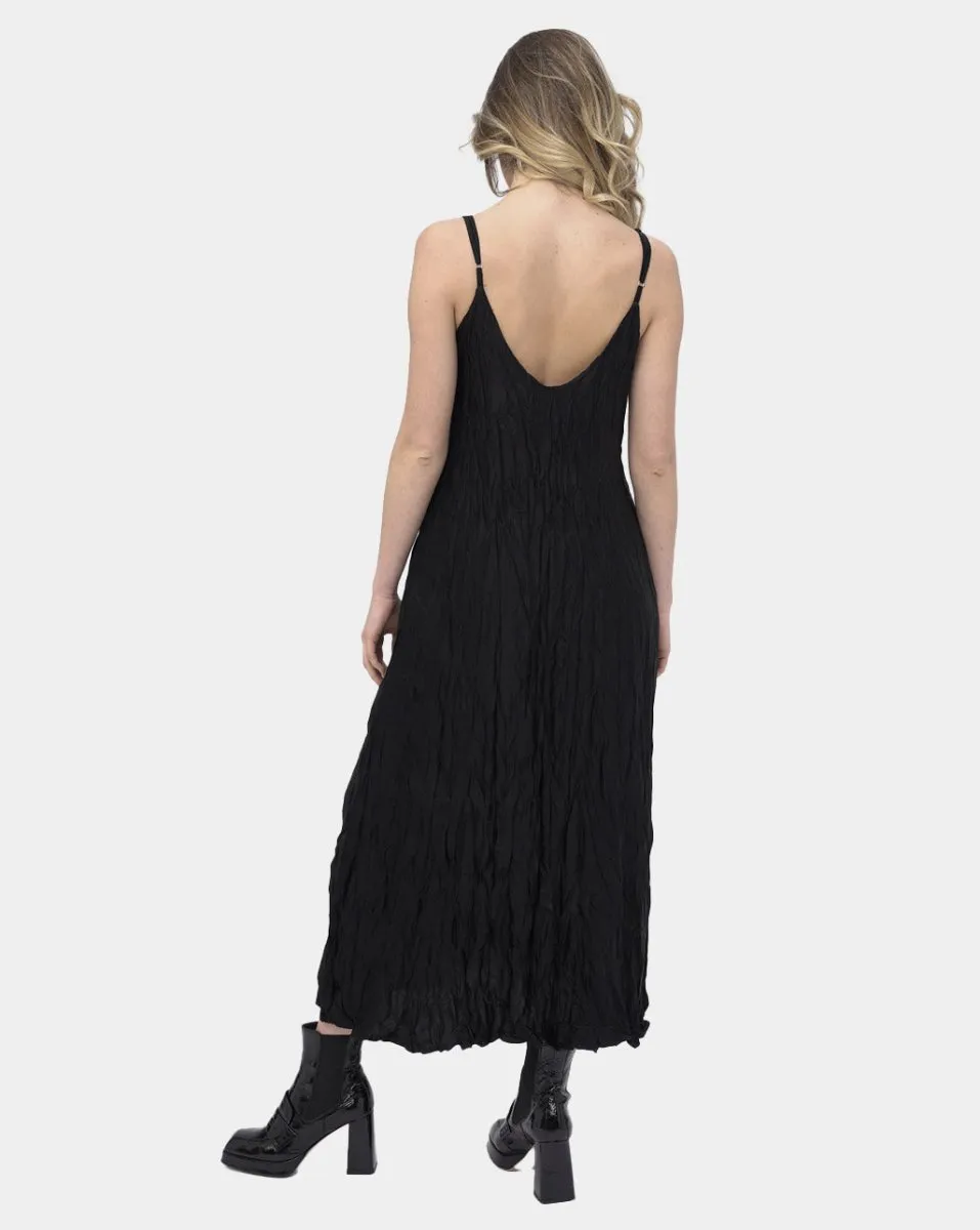 Crinkled Silky Maxi Slip Dress