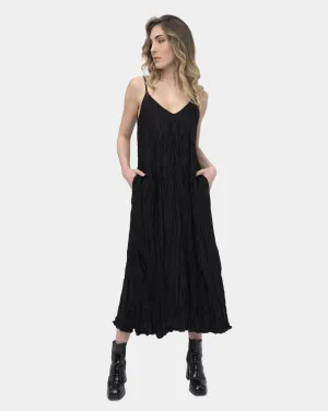Crinkled Silky Maxi Slip Dress