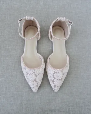 Crochet Lace Pointy Toe with Mini Pearls