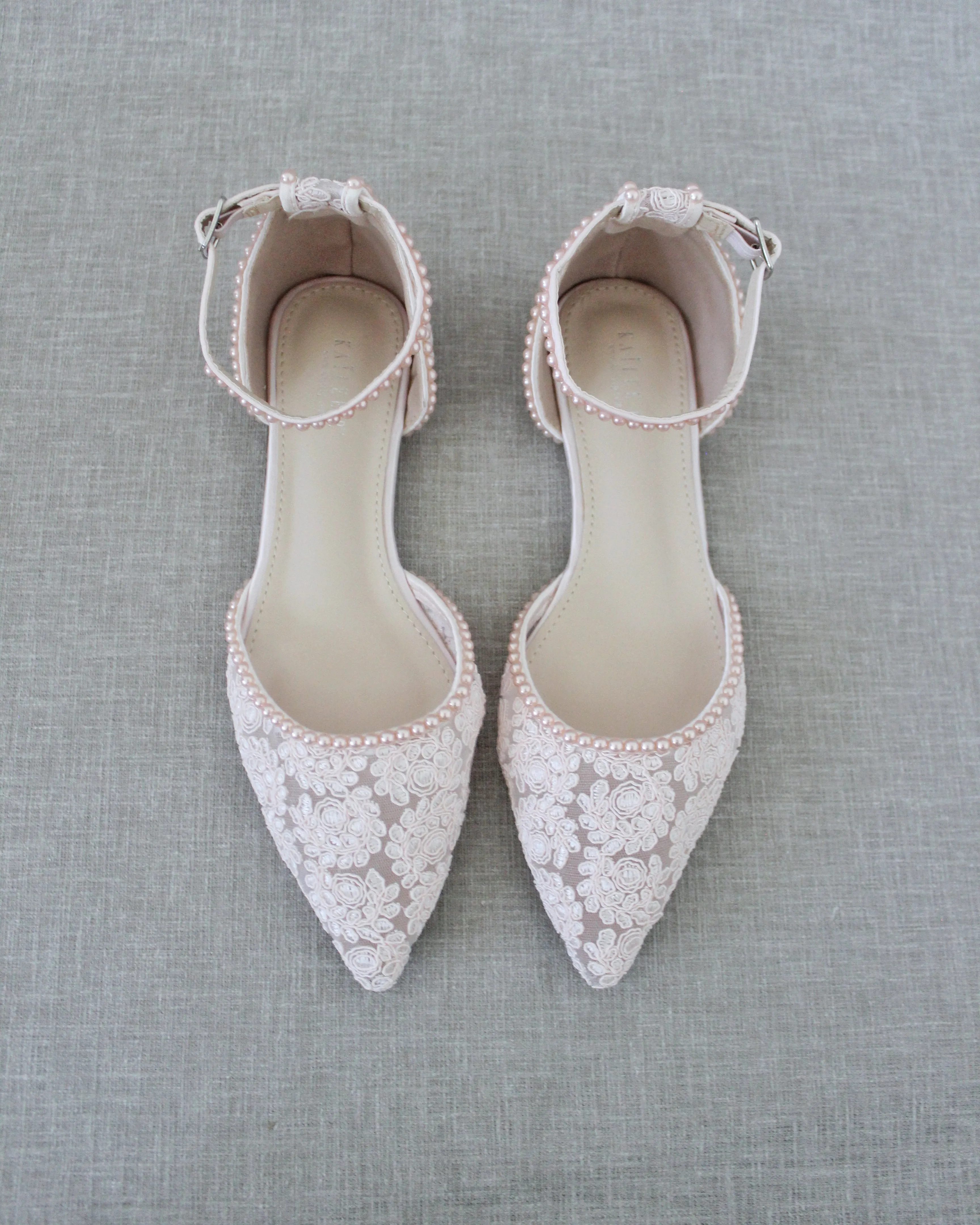 Crochet Lace Pointy Toe with Mini Pearls
