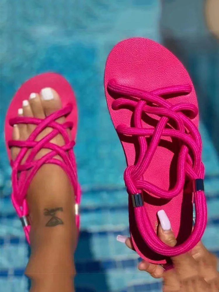 Crossover Rope Flats Sandals