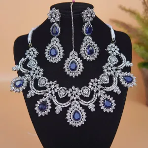 Cubic Zirconia Semi-Bridal Necklace Set