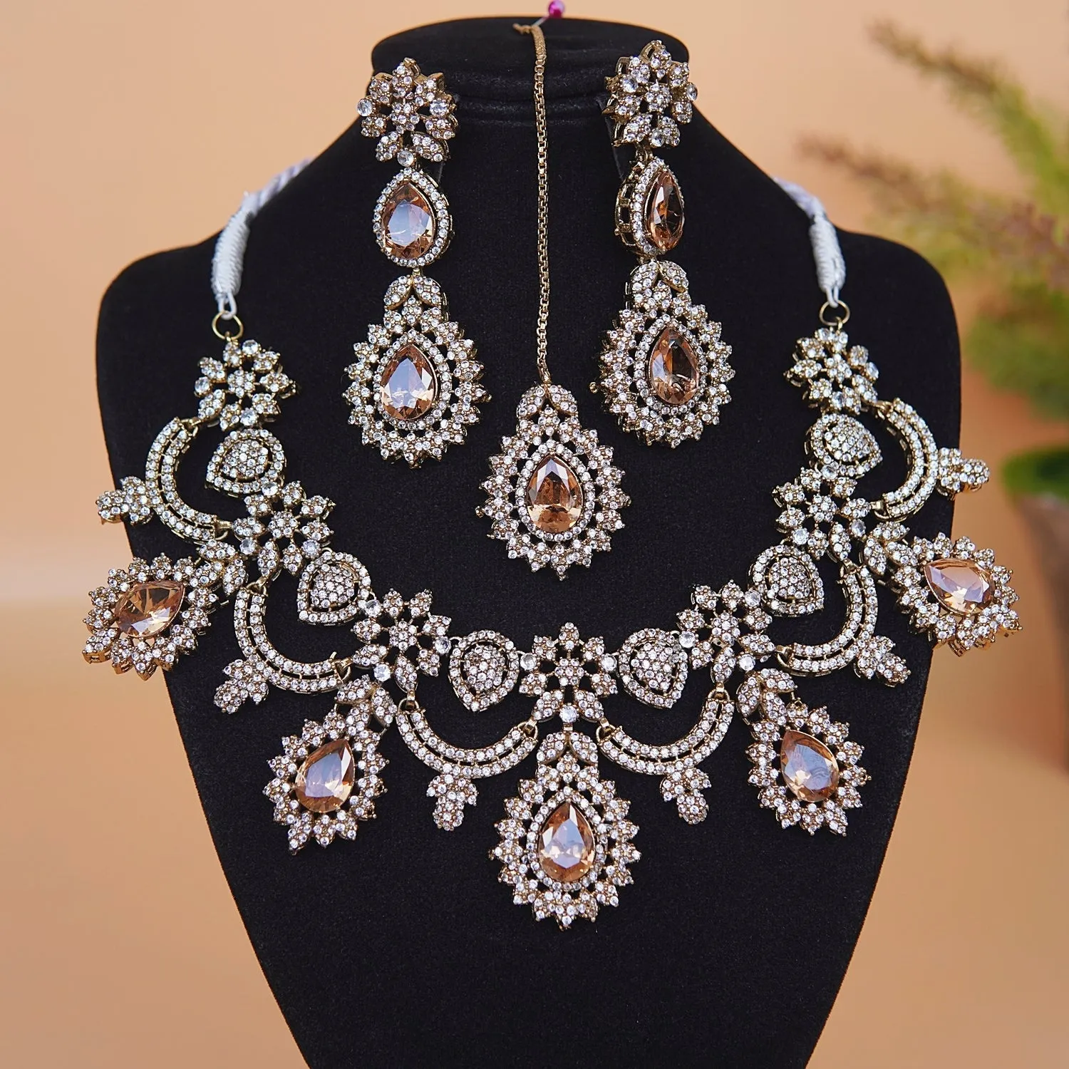 Cubic Zirconia Semi-Bridal Necklace Set