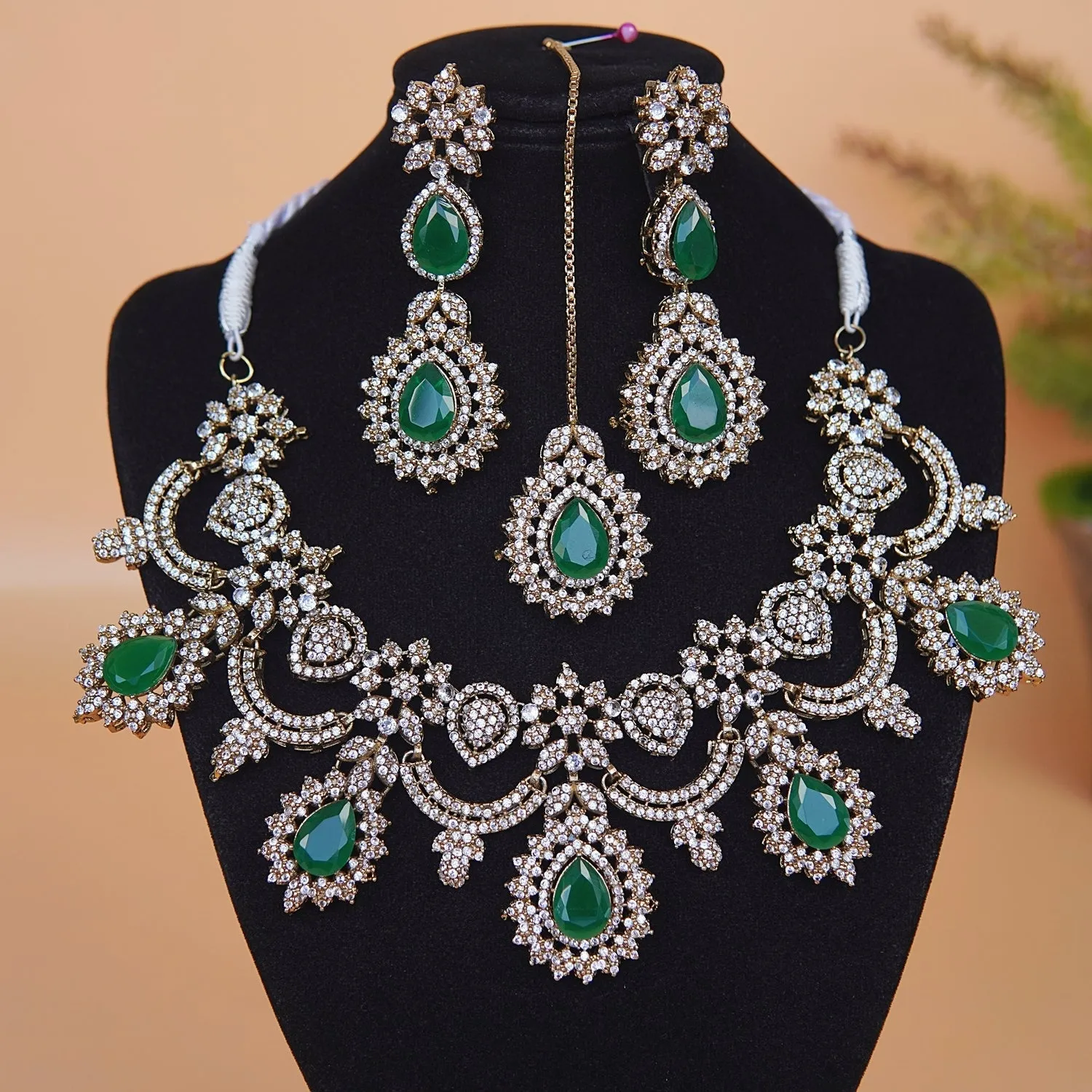 Cubic Zirconia Semi-Bridal Necklace Set
