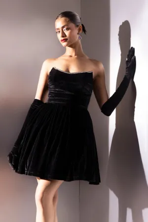 Cupid - black velvet bandeau dress