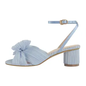 Cylindrical Chunky Heel Pleated Bow Sandals