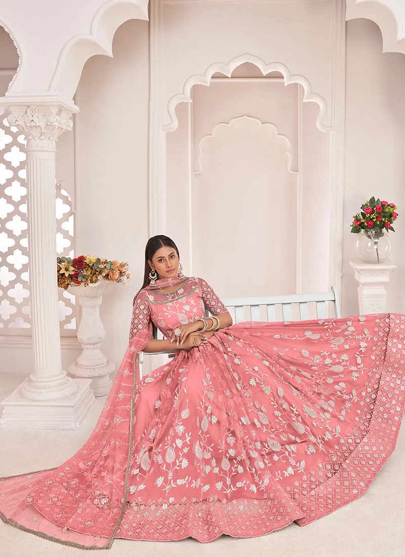 Deep Pink Traditional Embroidered Wedding Lehenga Choli