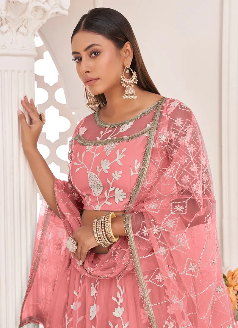 Deep Pink Traditional Embroidered Wedding Lehenga Choli