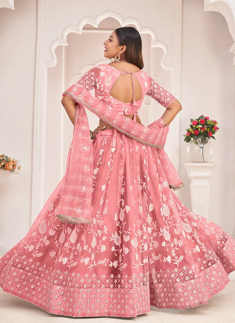Deep Pink Traditional Embroidered Wedding Lehenga Choli