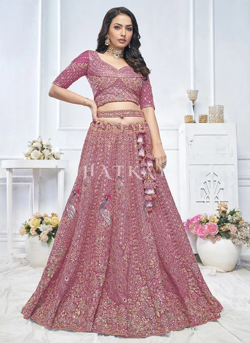 Deep Pink Traditional Embroidery Bridal Lehenga Choli