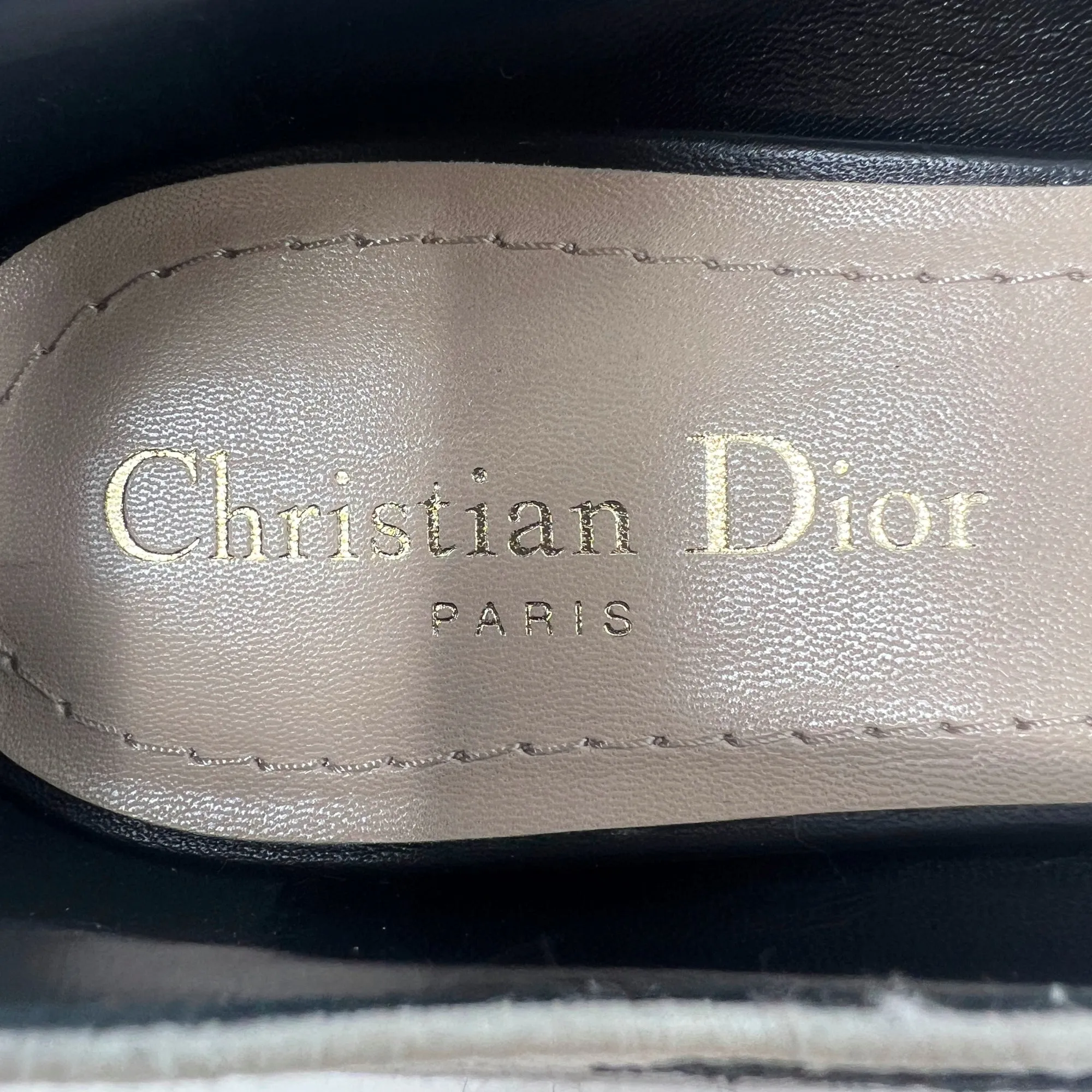 Dior J'Adior Black White Wool Tartan Print Logo Ribbon Trim Pointed Toe Flats Size EU 38