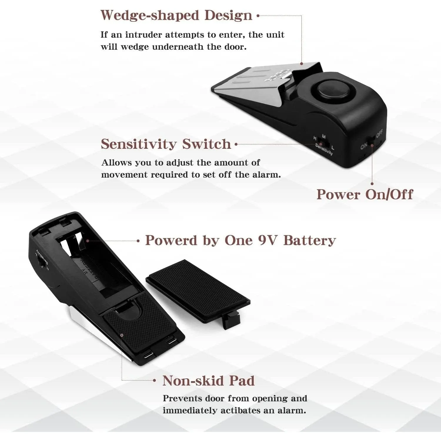 Door Stopper Alarm with 120DB Siren