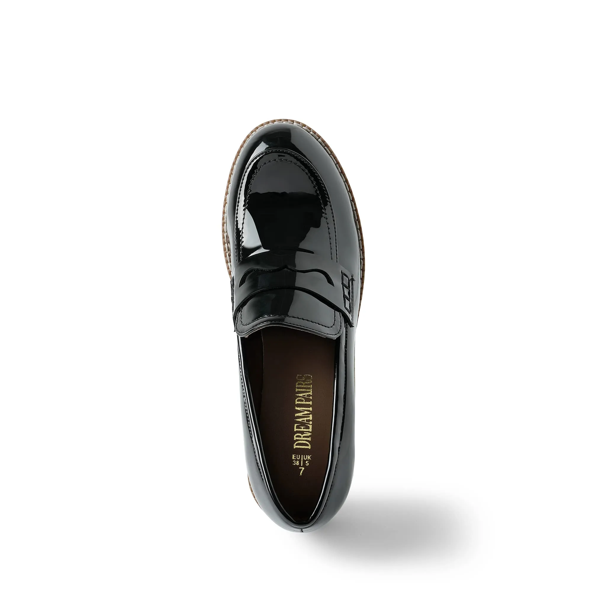 DREAM PAIRS Womens Comfortable Platform Chunky Heel Business Casual Loafers,Size 9,Black-Pat,SDLS2319W