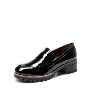 DREAM PAIRS Womens Comfortable Platform Chunky Heel Business Casual Loafers,Size 9,Black-Pat,SDLS2319W