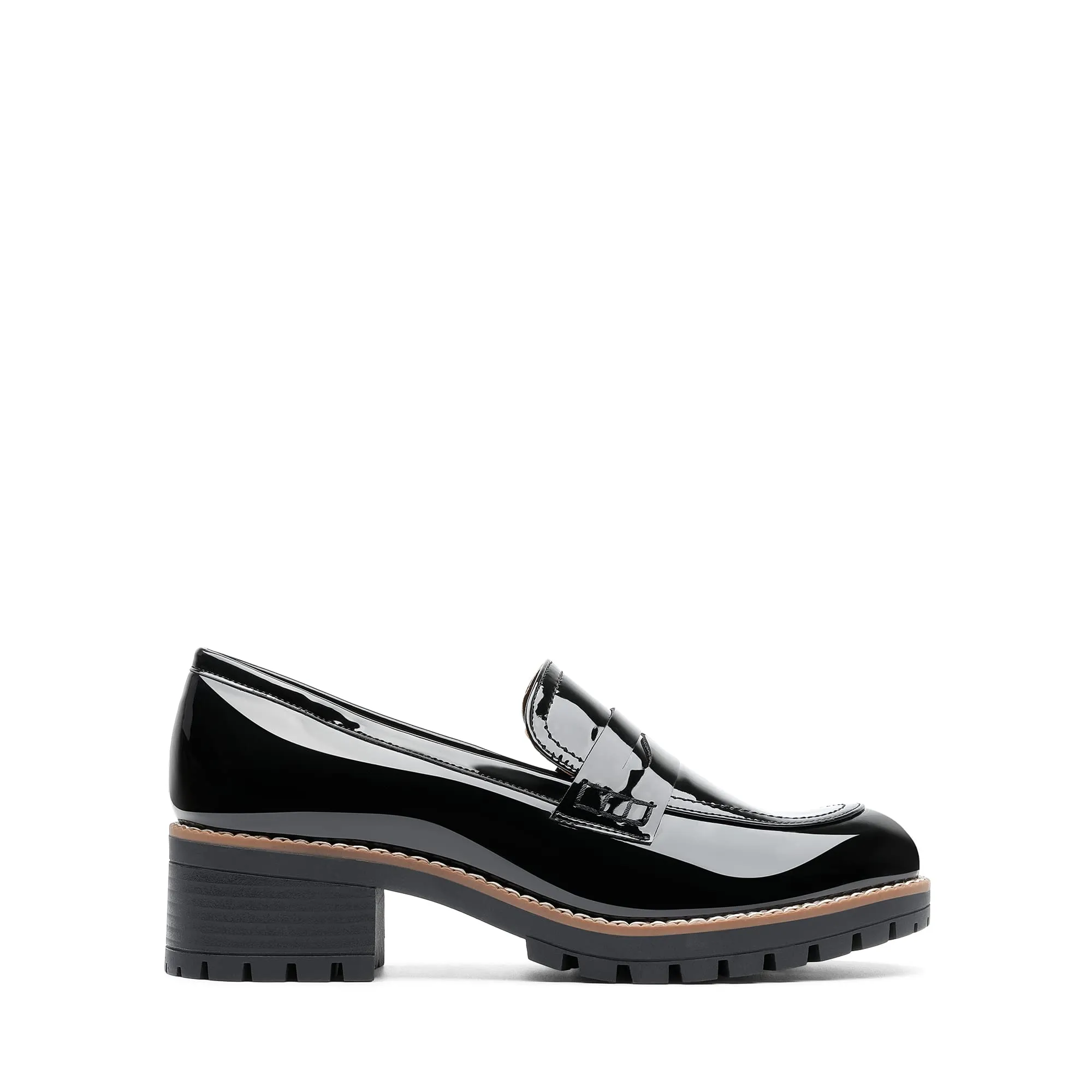 DREAM PAIRS Womens Comfortable Platform Chunky Heel Business Casual Loafers,Size 9,Black-Pat,SDLS2319W