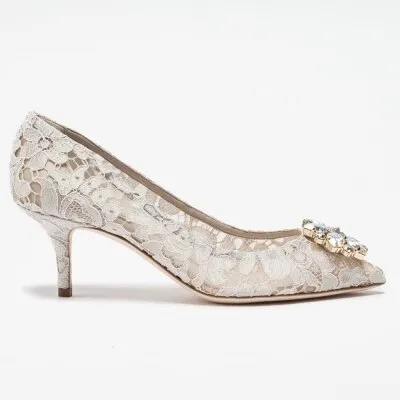 Elegant Lace High Heels Rose Red White Bridal Shoes