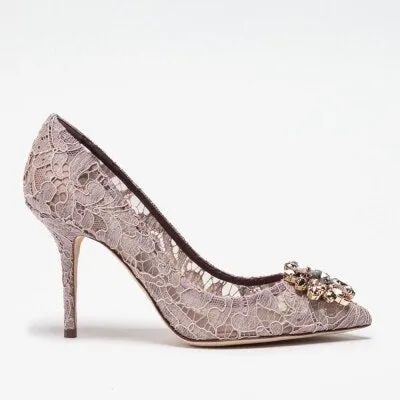Elegant Lace High Heels Rose Red White Bridal Shoes