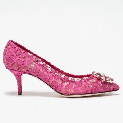 Elegant Lace High Heels Rose Red White Bridal Shoes