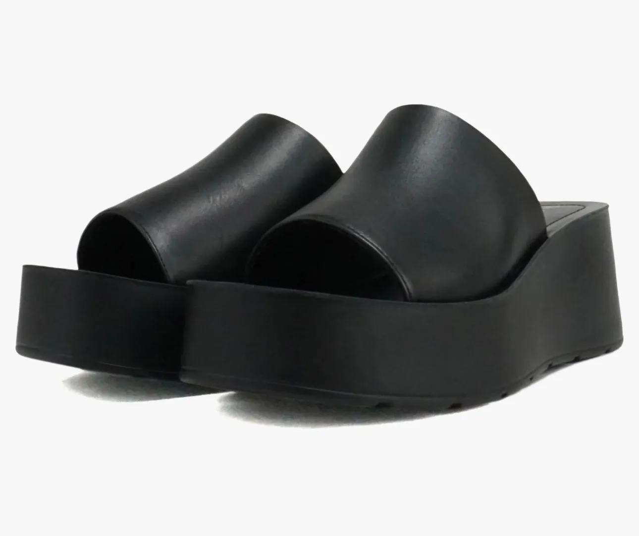 Ella Wedge Slide Sandals-Black