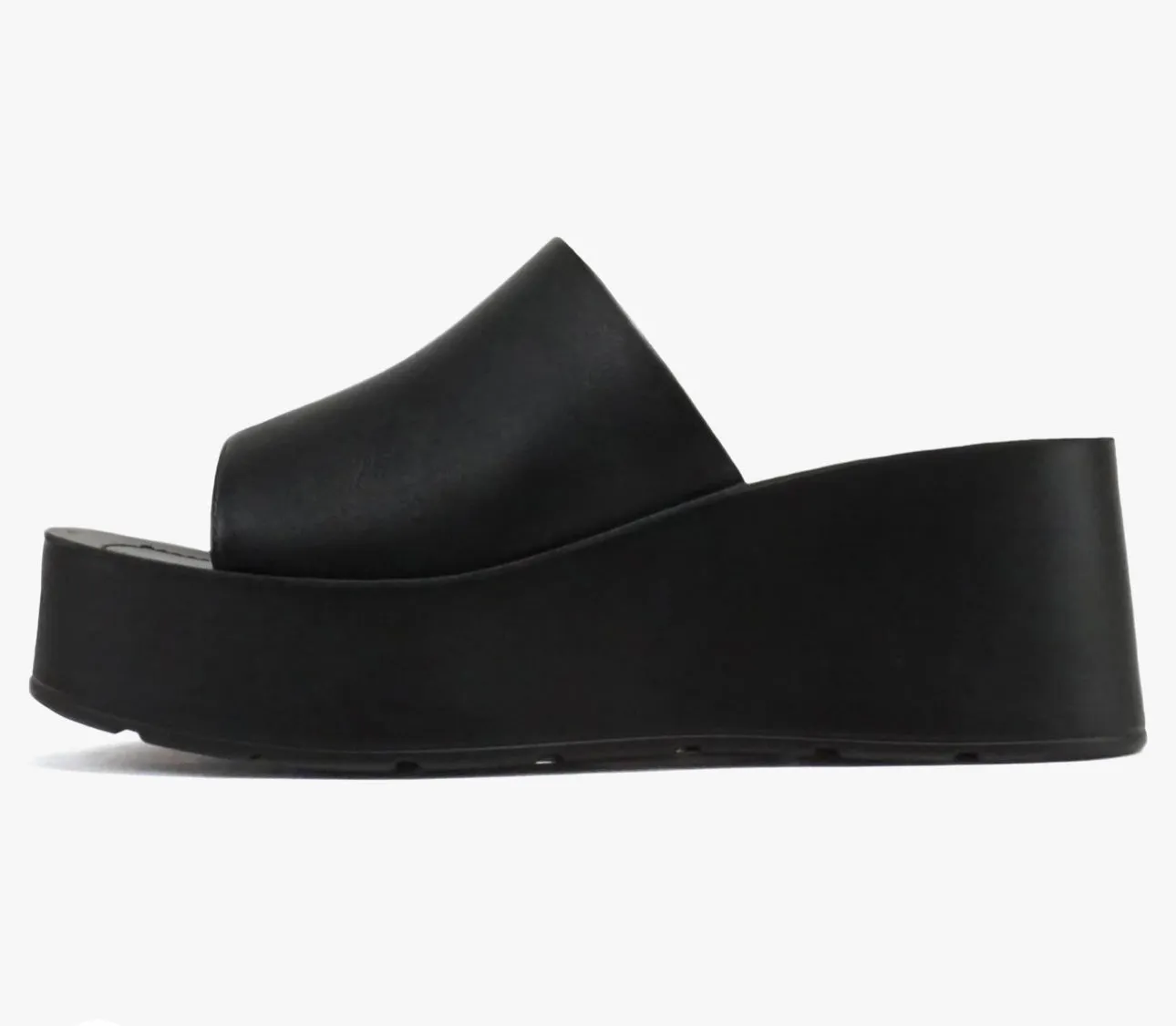 Ella Wedge Slide Sandals-Black