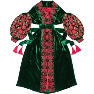 Emerald green Kaftan with embroidery