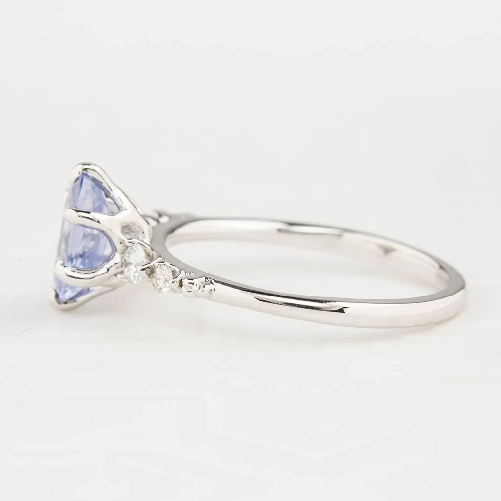 Estel Fleur Six Prongs Ring 1.4ct Blue Unheated Sapphire, 14K White Gold (One of a kind)