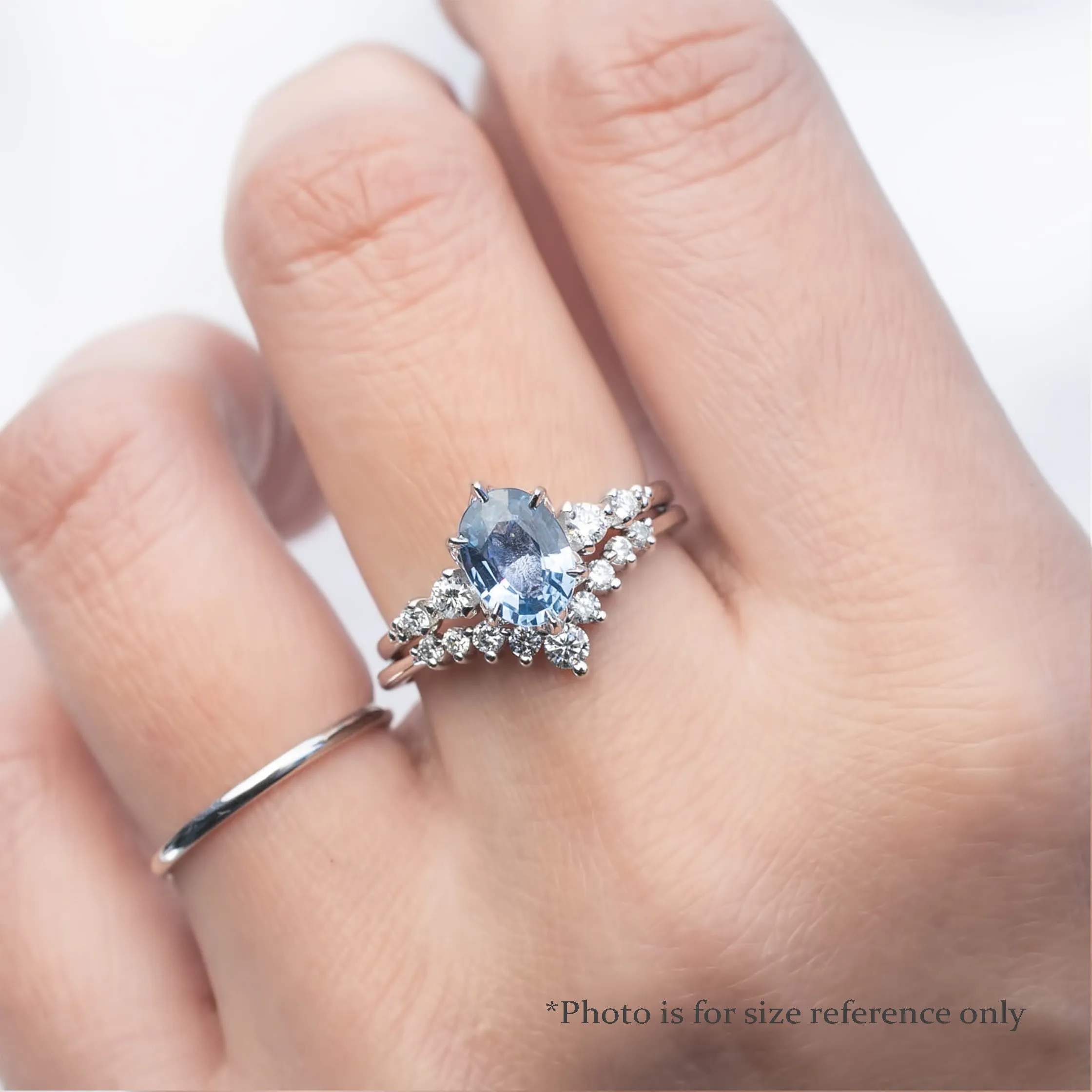 Estel Fleur Six Prongs Ring 1.4ct Blue Unheated Sapphire, 14K White Gold (One of a kind)