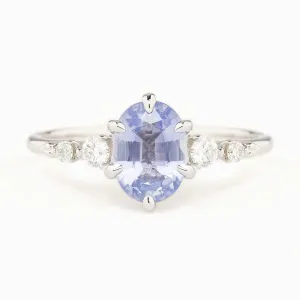 Estel Fleur Six Prongs Ring 1.4ct Blue Unheated Sapphire, 14K White Gold (One of a kind)