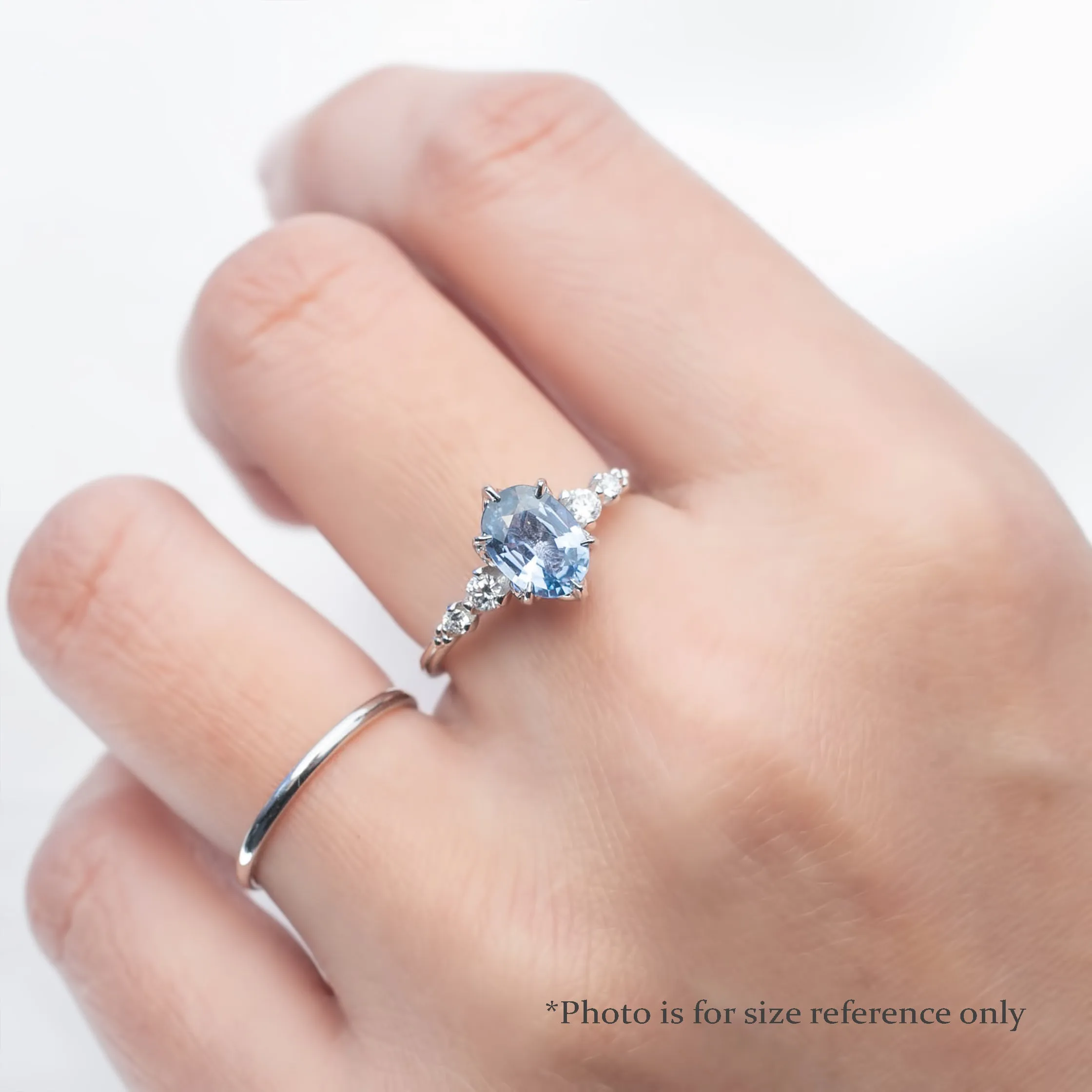 Estel Fleur Six Prongs Ring 1.4ct Blue Unheated Sapphire, 14K White Gold (One of a kind)