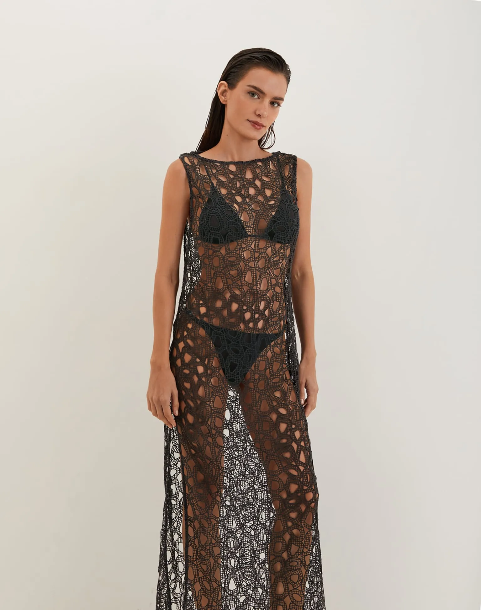Eyelet Greta Long Cover Up - Graffiti
