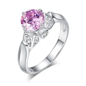 Fancy 1.25 Ct Pink Round Diamond Flower Engagement Ring