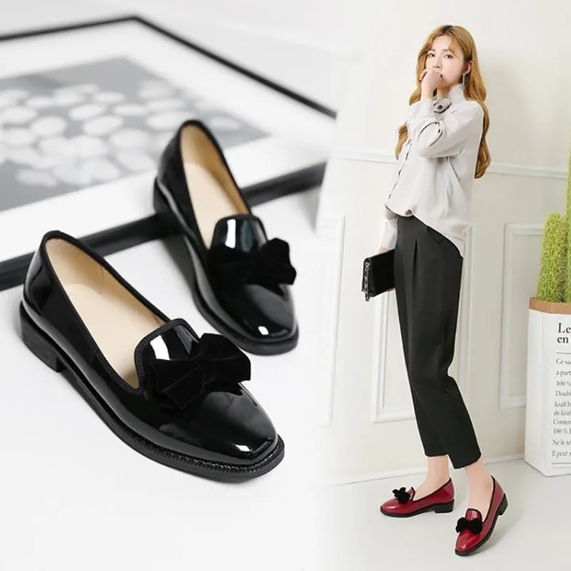 Fashion Casual Bowtie Loafers For Women England Style Ladies Casual Loafers