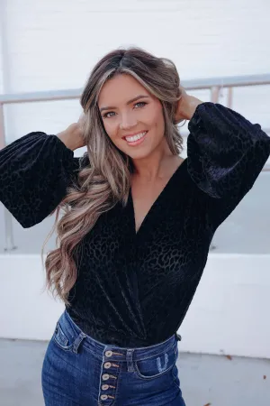 Feelin' Fierce Velvet Bodysuit - Black